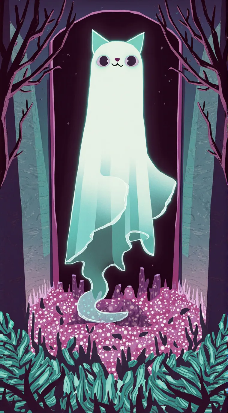 ai character: Ghost kitty 👻🐱 background