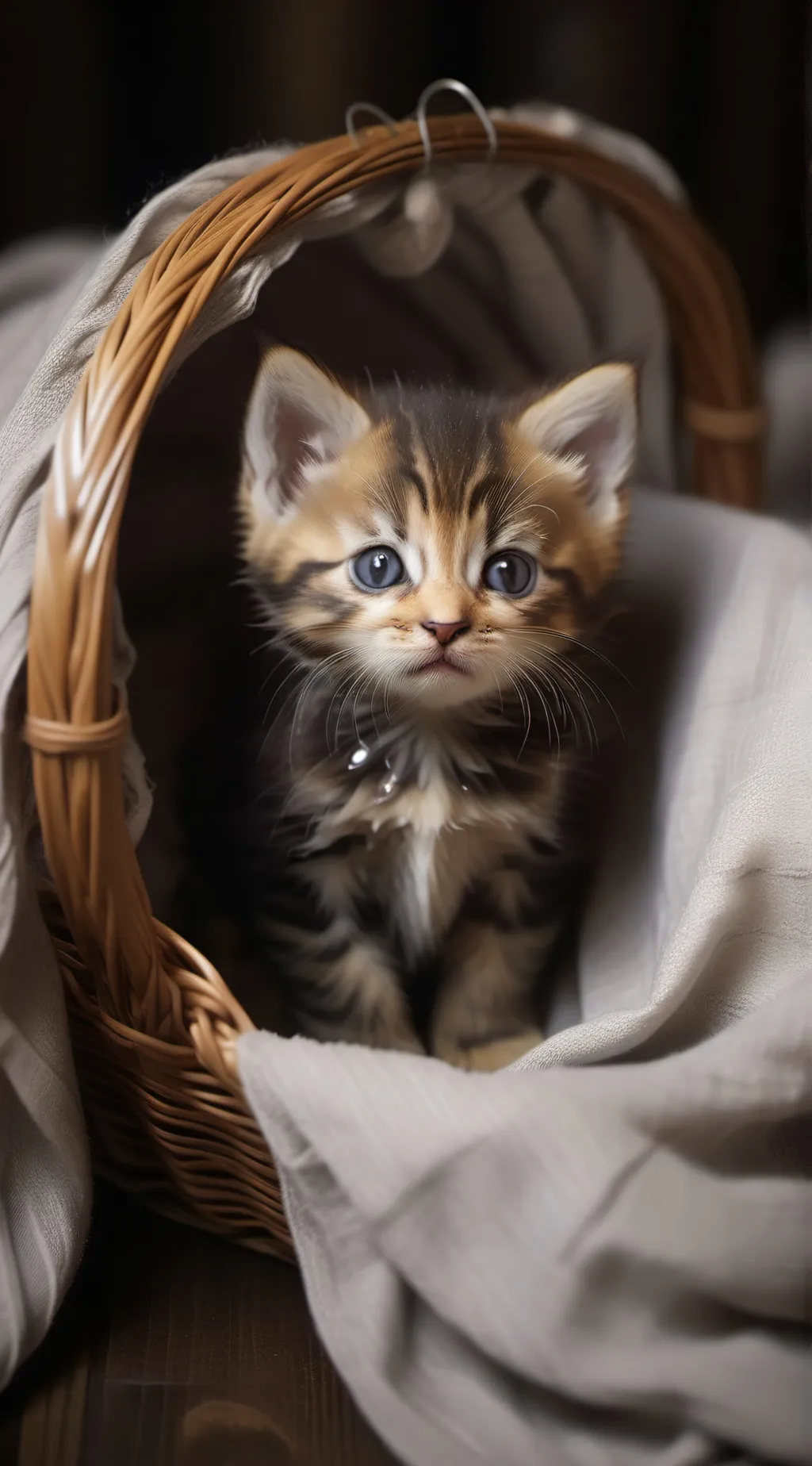 ai character: Crying kitten  background