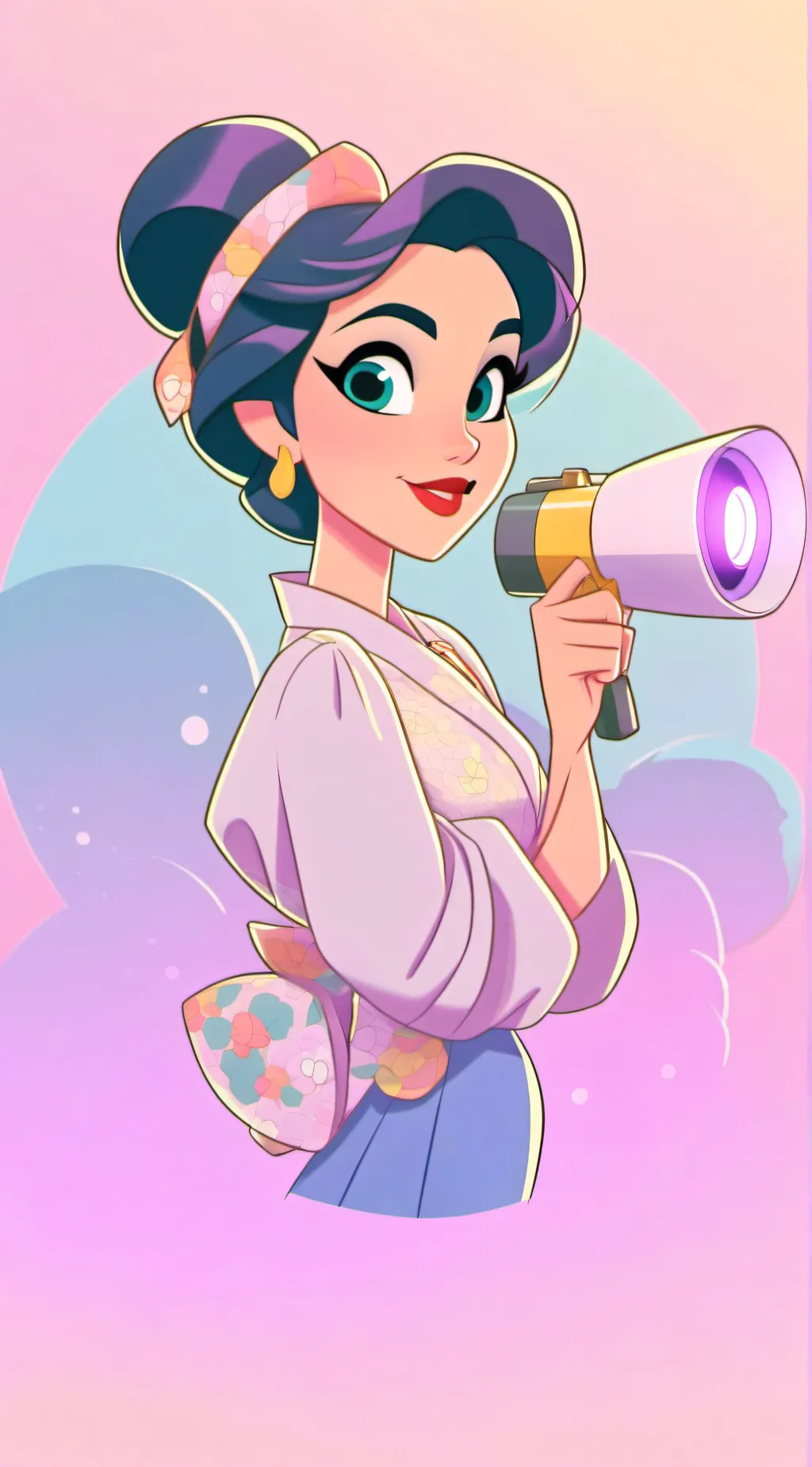 ai character: projector woman background