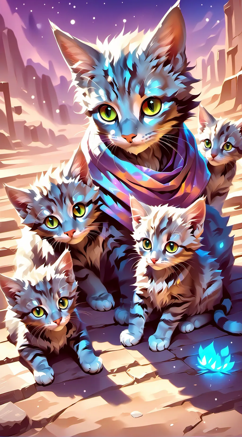ai character: Mama cat background