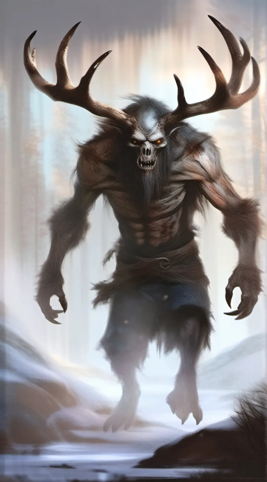 ai character: Wendigo Halloween  background