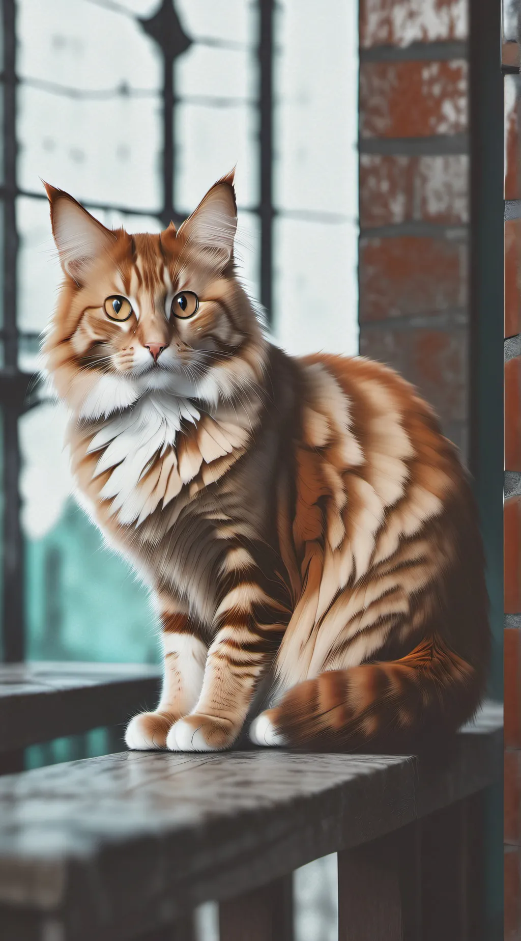 ai character: mama cat, kittens background