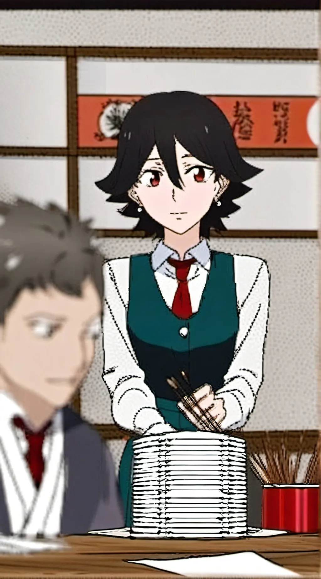 ai character: Maki Kuwana  background