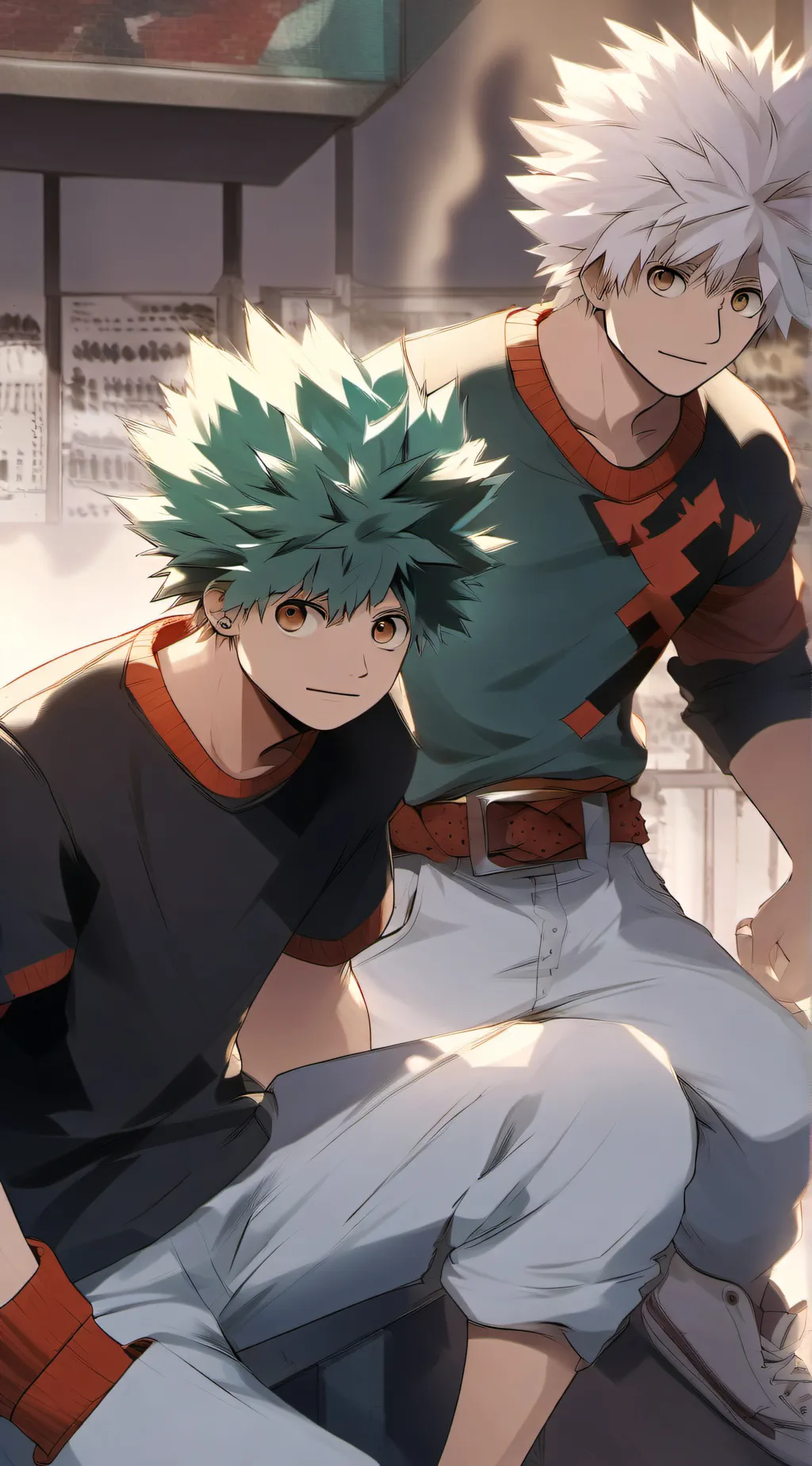 ai character: Bakugo & Izuku background