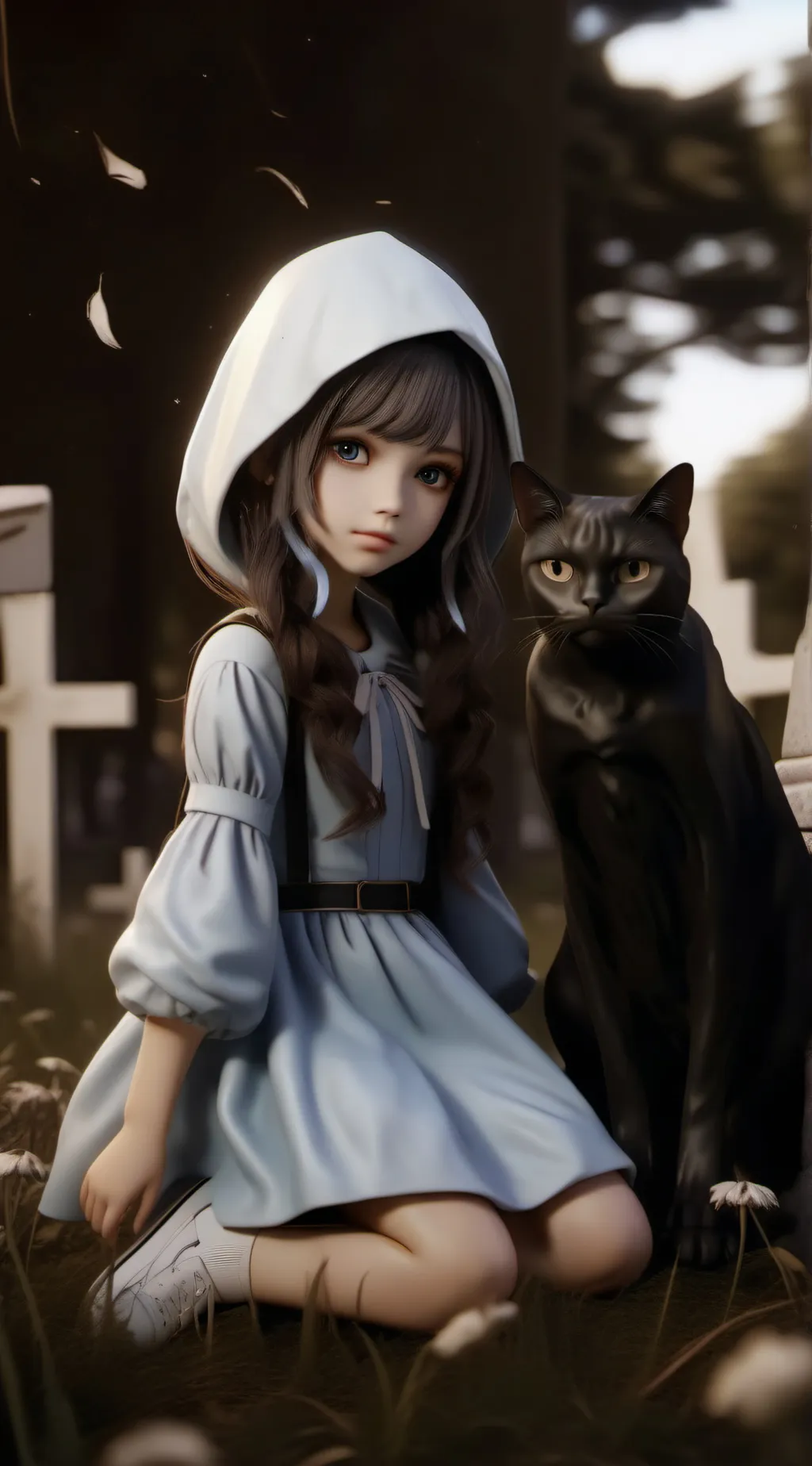 ai character: The ghost girl background