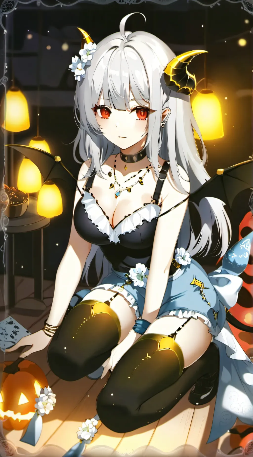 ai character: cute demon  background