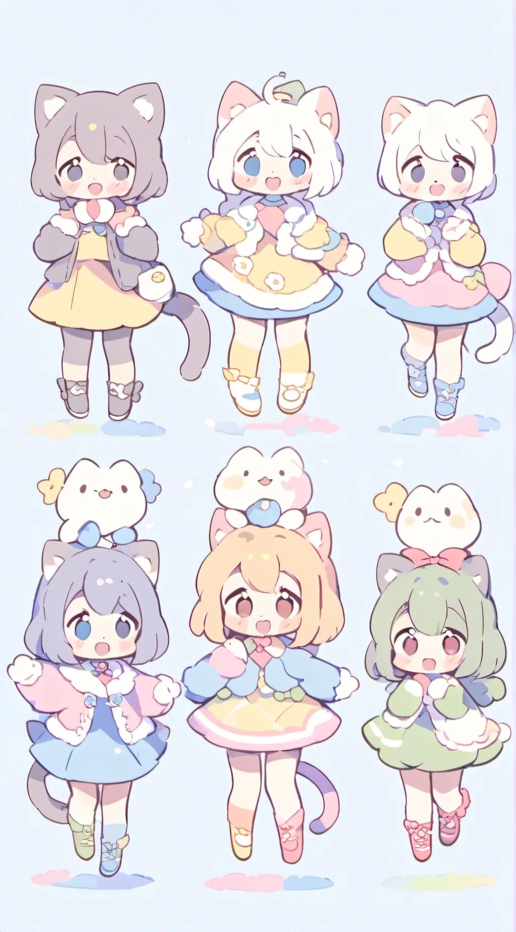 ai character: 6 cat girls background