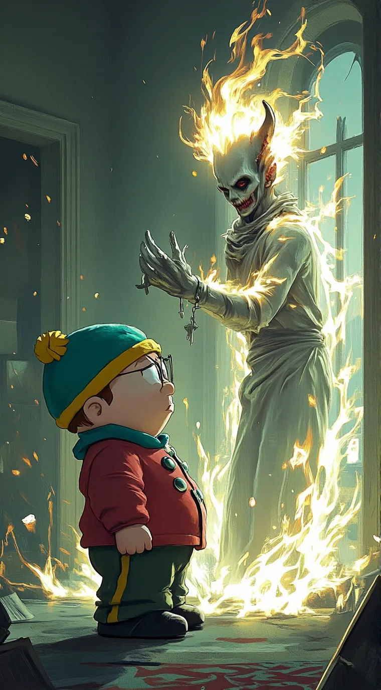 ai character: Cartman vs freddy background