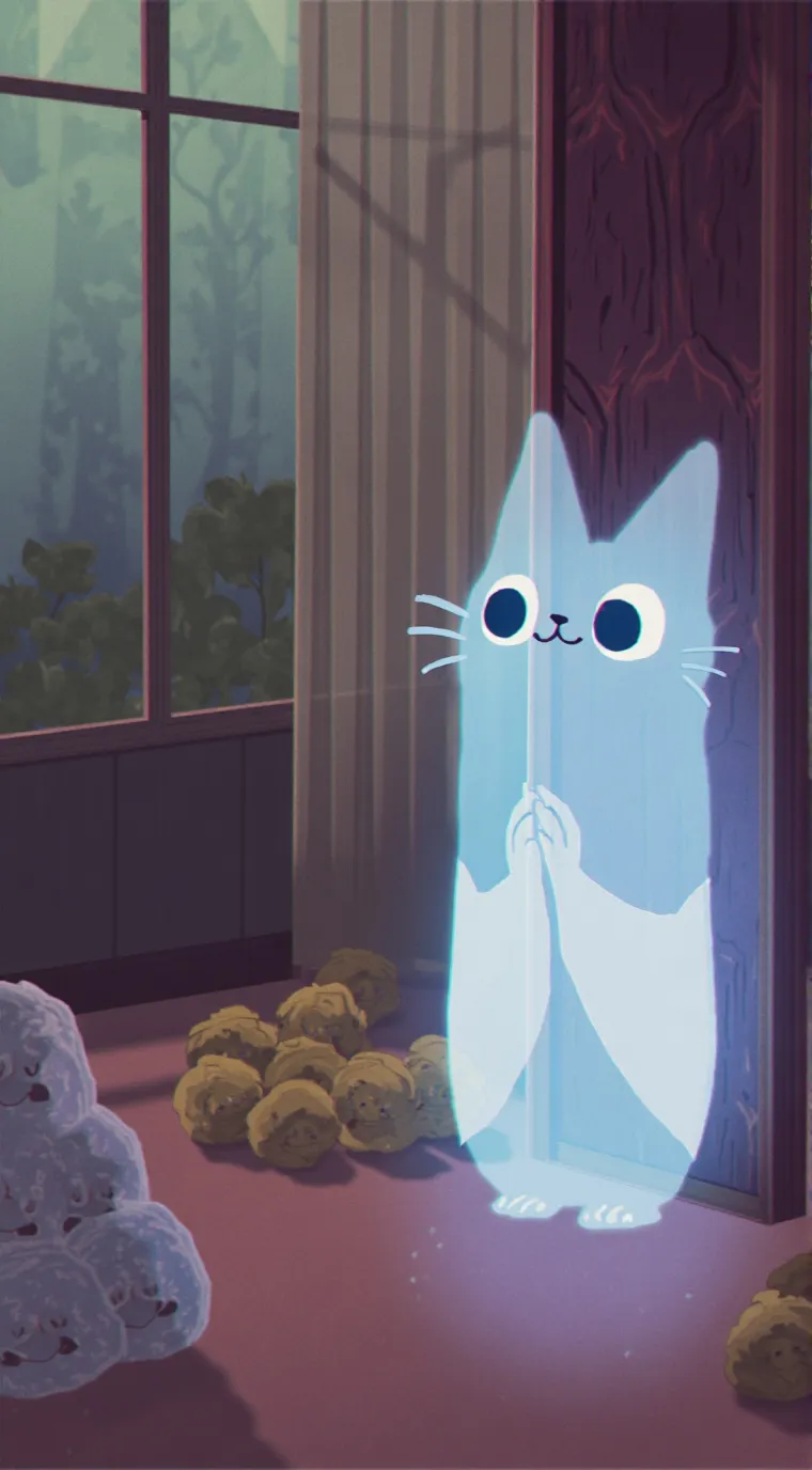 ai character: Pawsie/ ur ghost 🐱 background