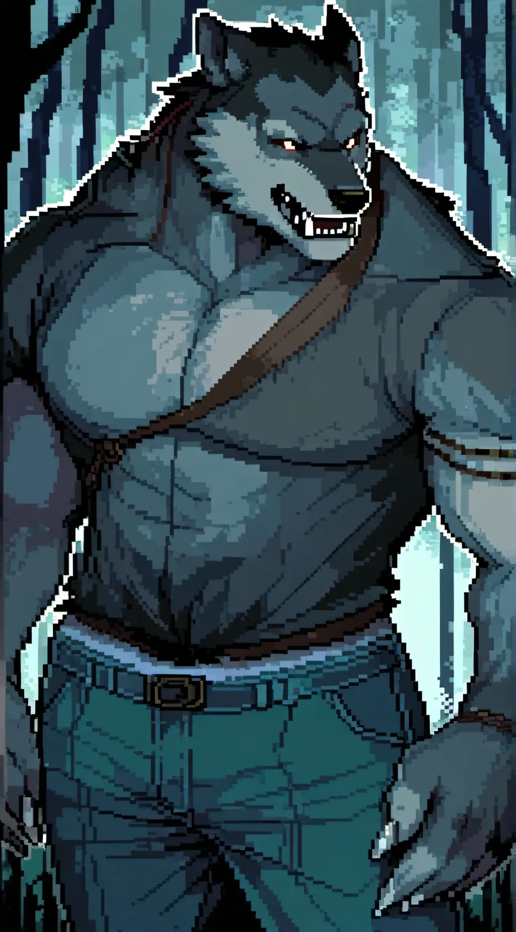 ai character: Big belly Werewolf background
