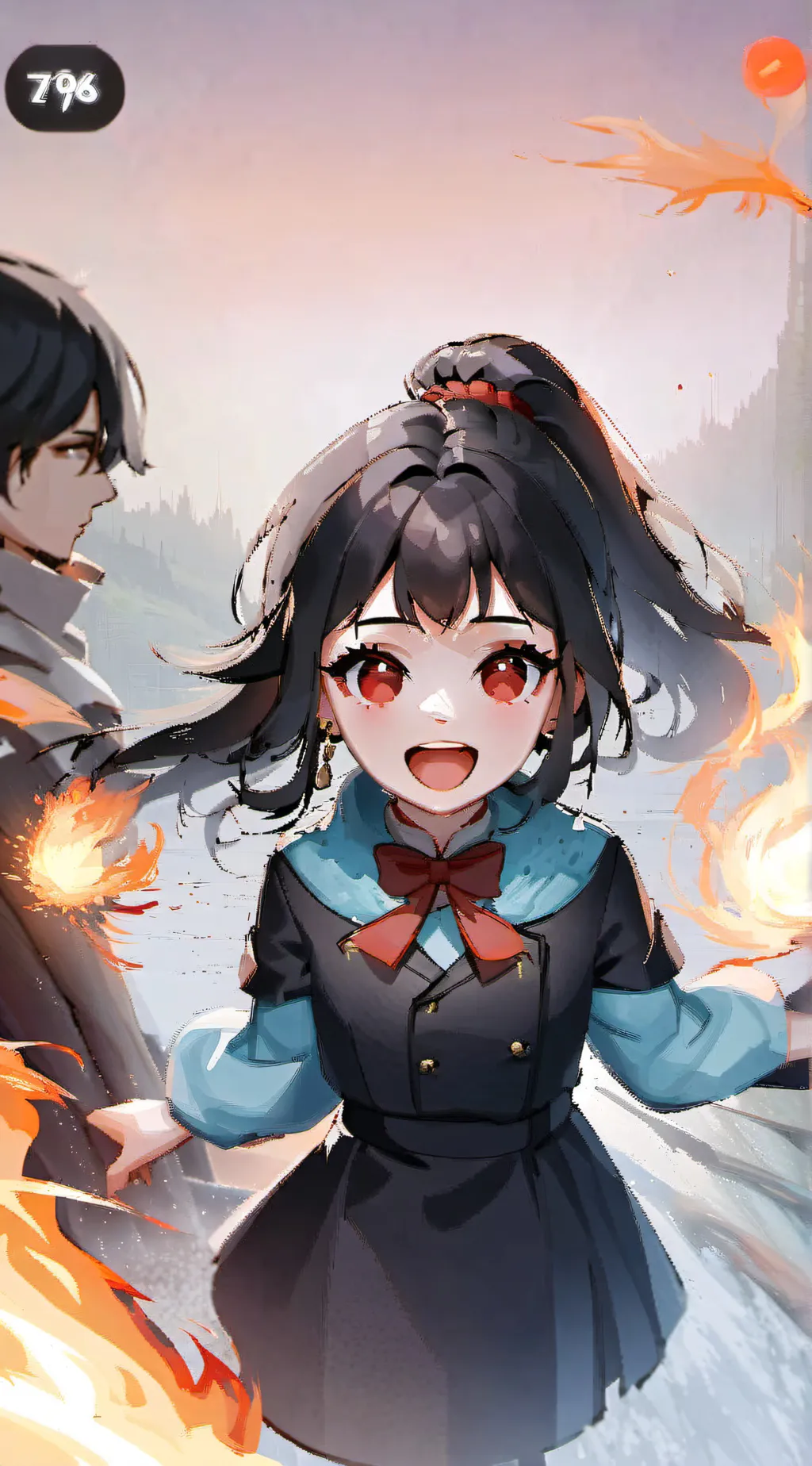 ai character: Avengers fire￼ background