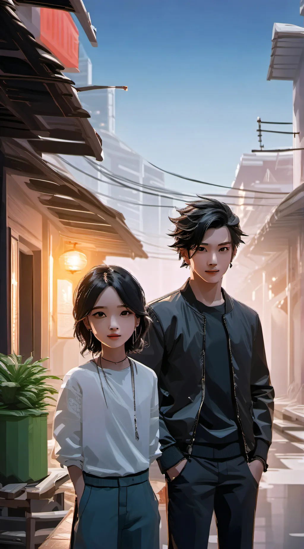 ai character: Raina and Jake  background