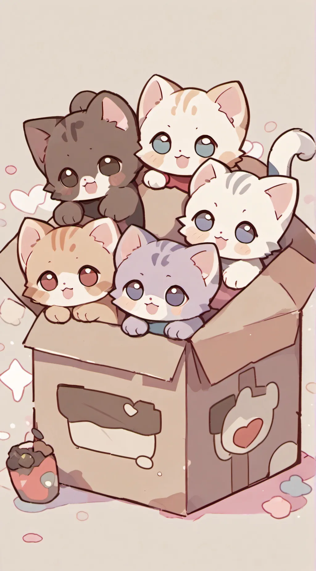 ai character: 5 little kittens background