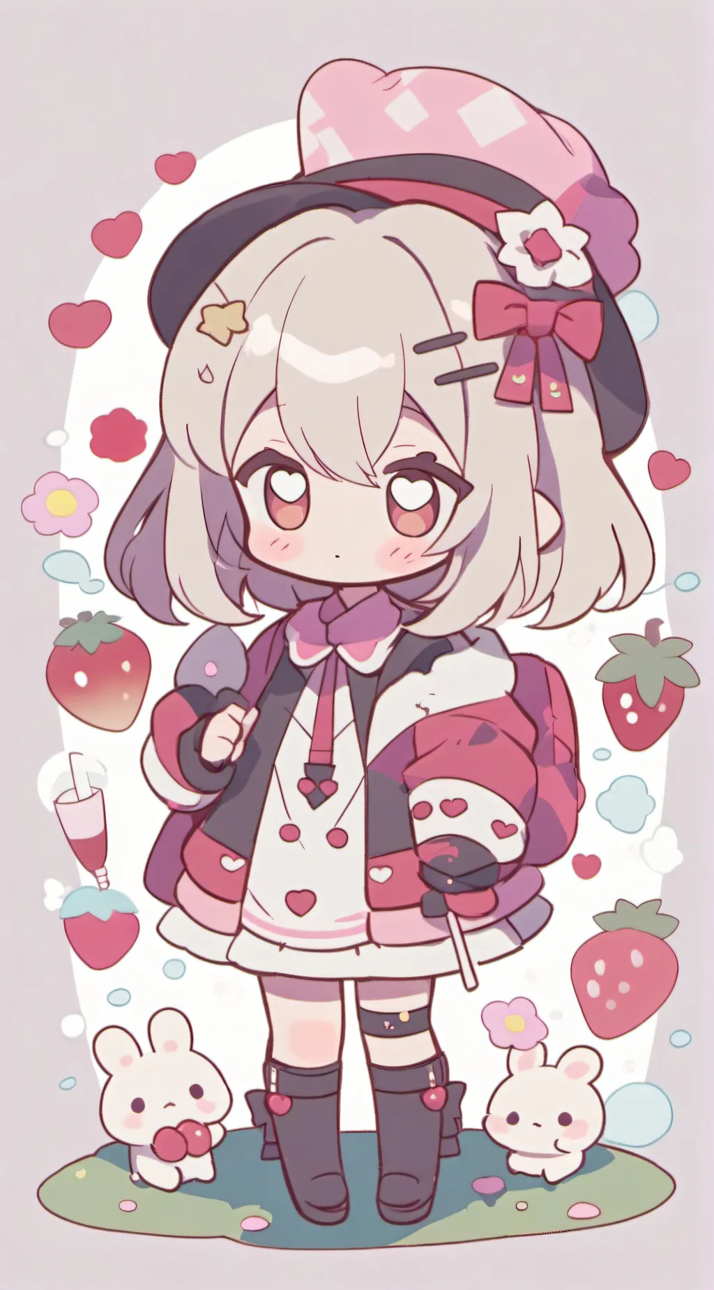 ai character: strawberry girl background