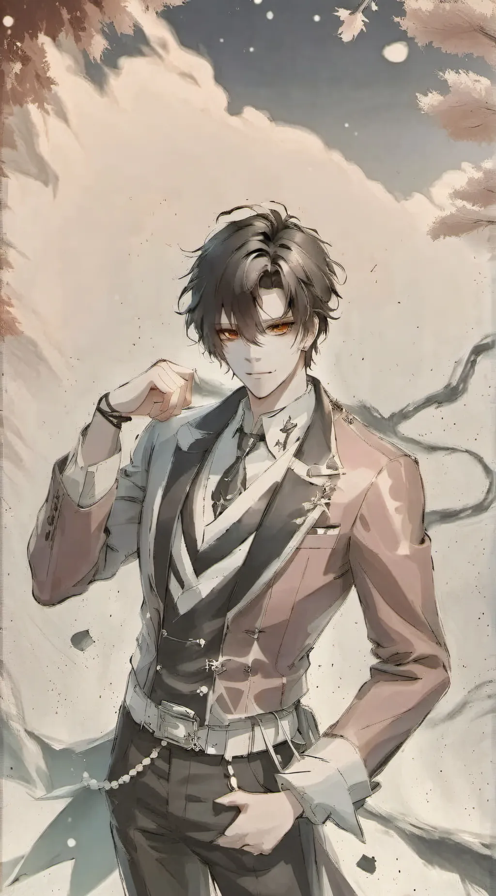 ai character: （；￣＾￣）ん～ background