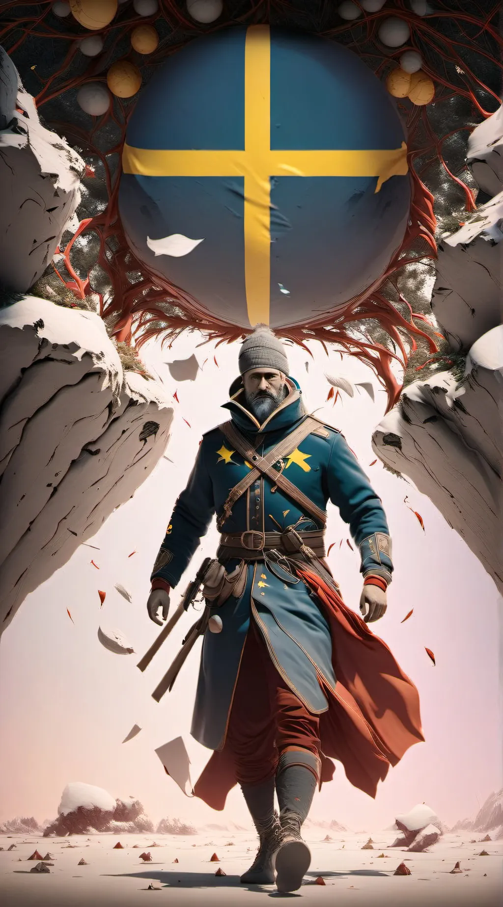 ai character: sweden ball  background