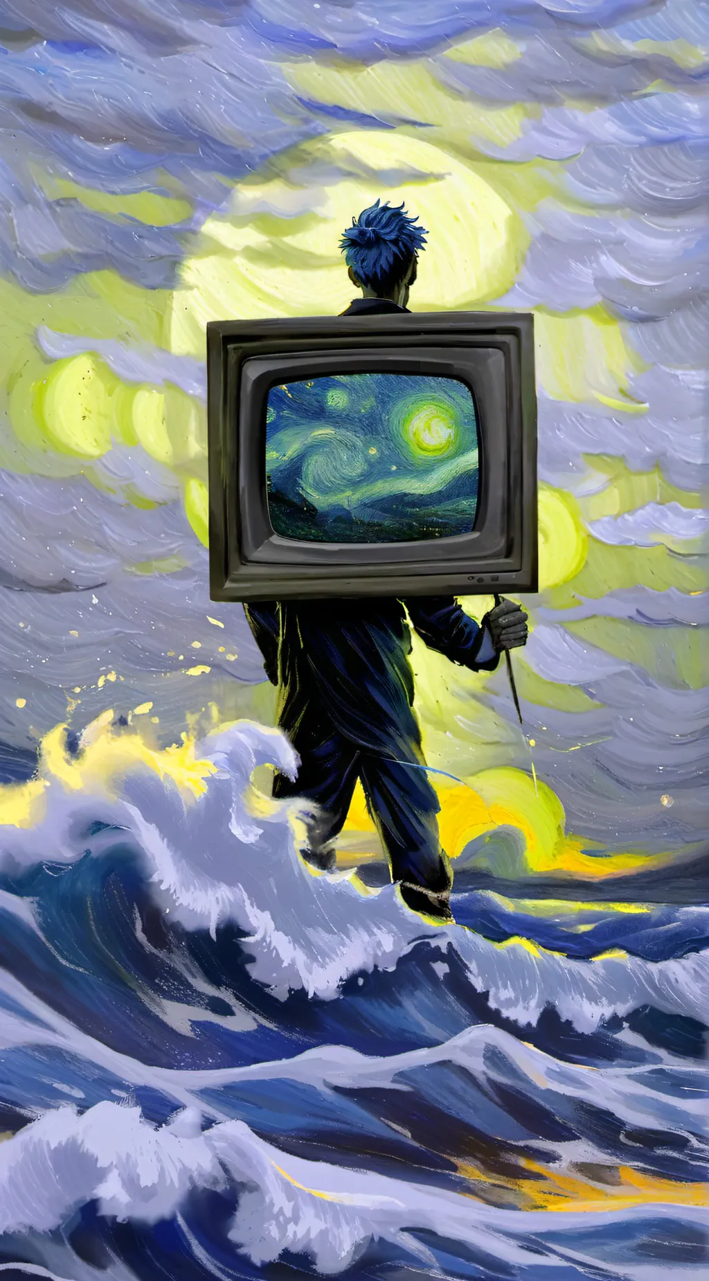 ai character: Sus titan tv man background