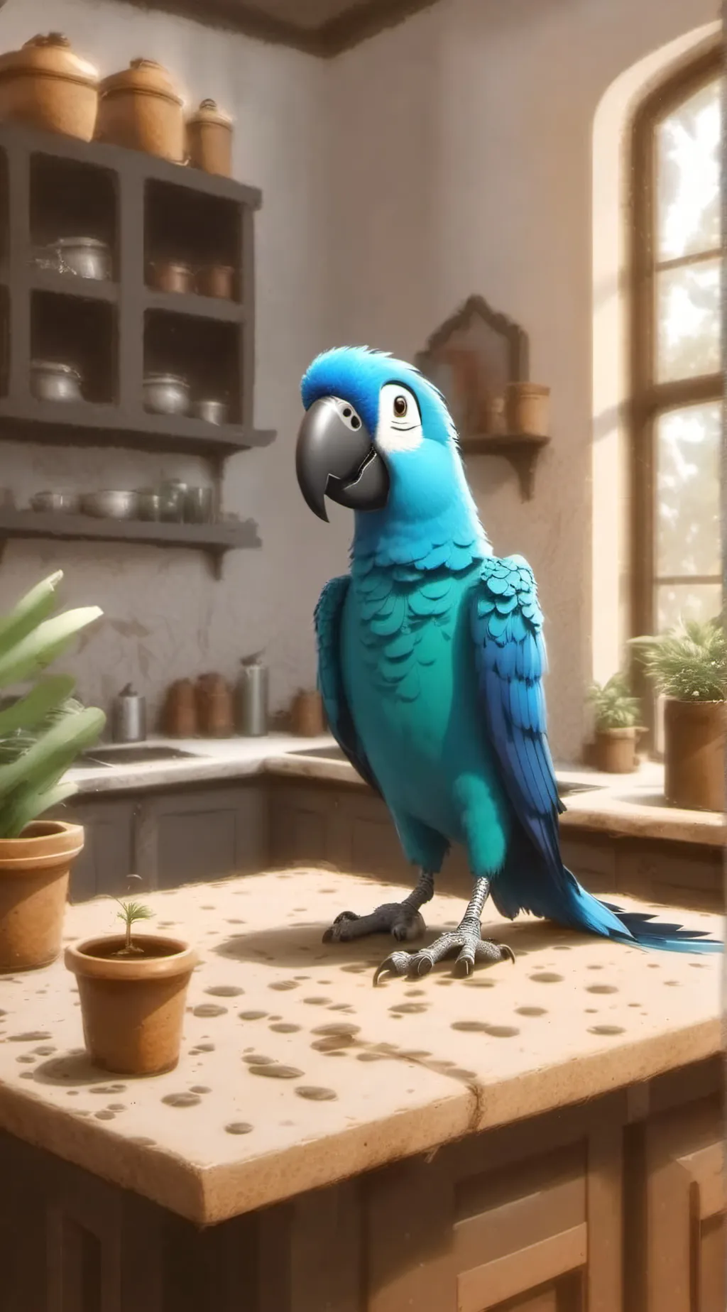 ai character: blu background