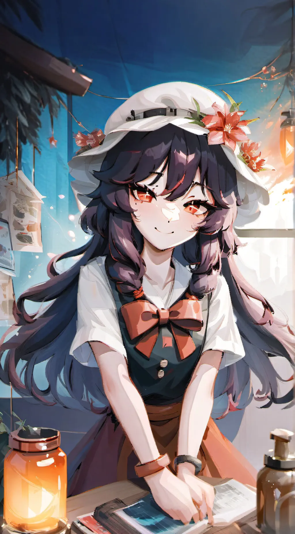 ai character: ◦•●◉✿ 𝑘𝑎𝑡 ✿◉●•◦ background