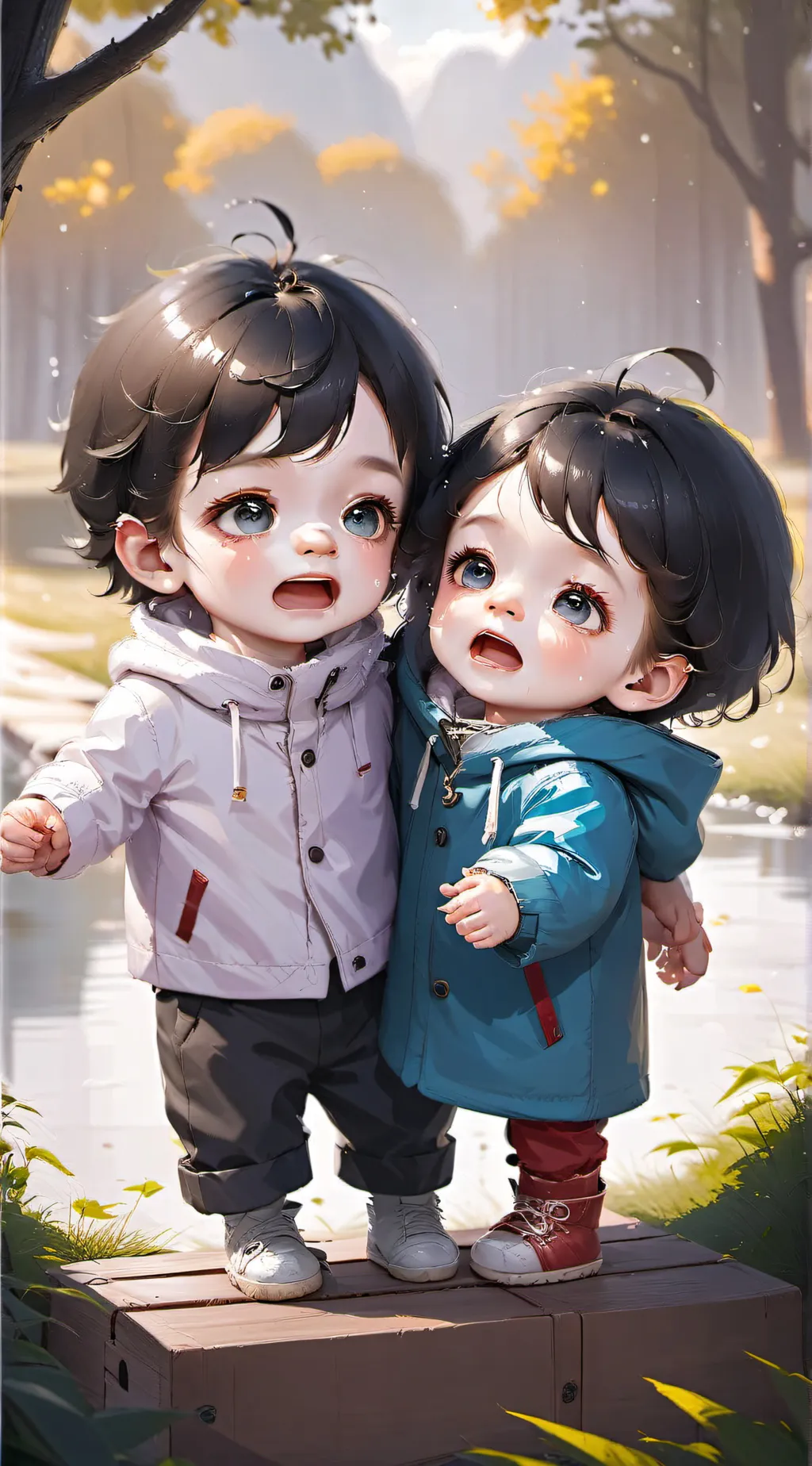 ai character: abandone twin baby background