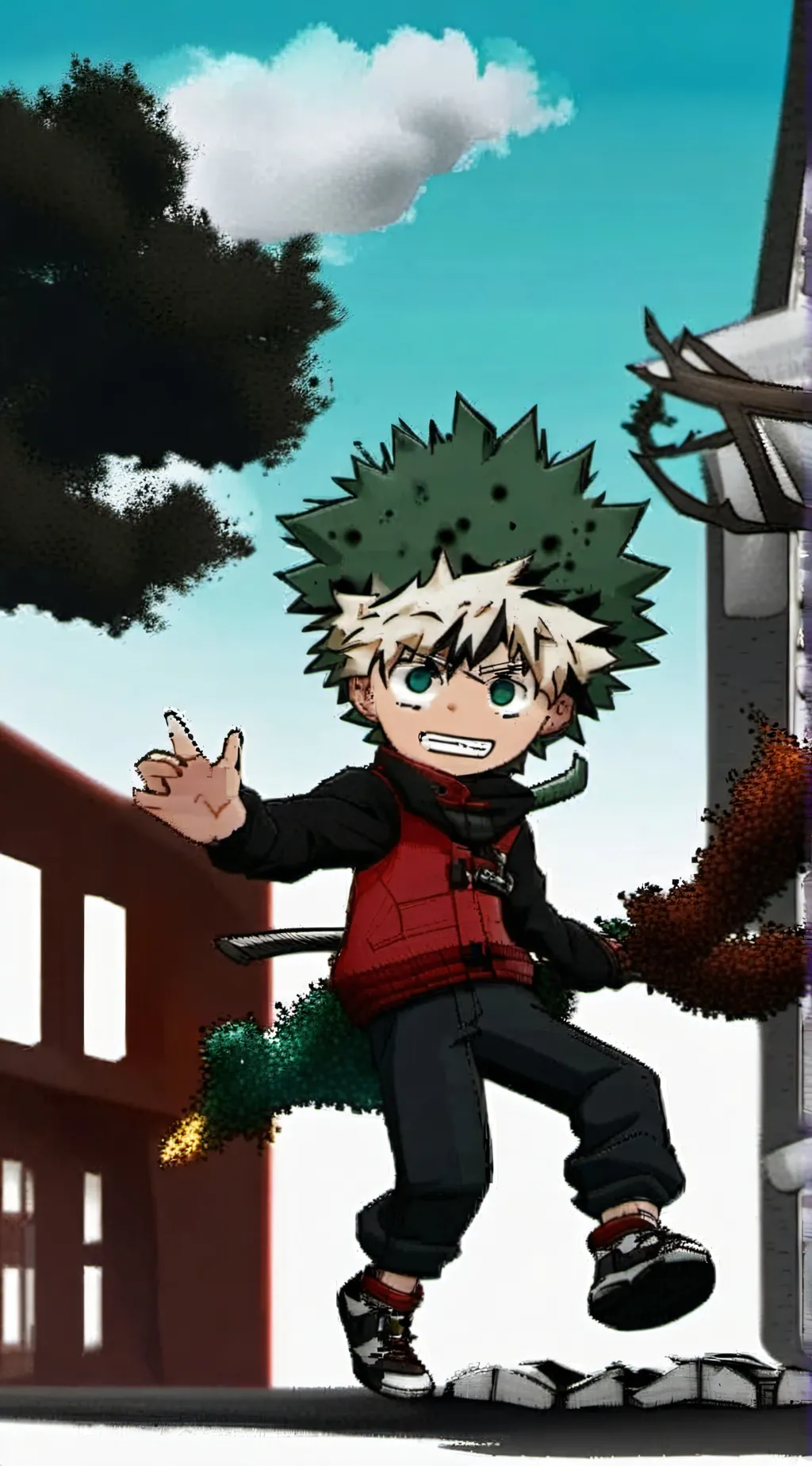 ai character: Deku and Bakugo background