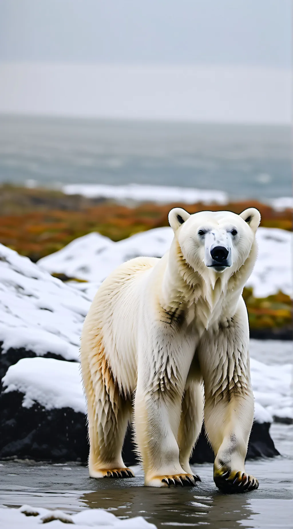 ai character: polar bear  background