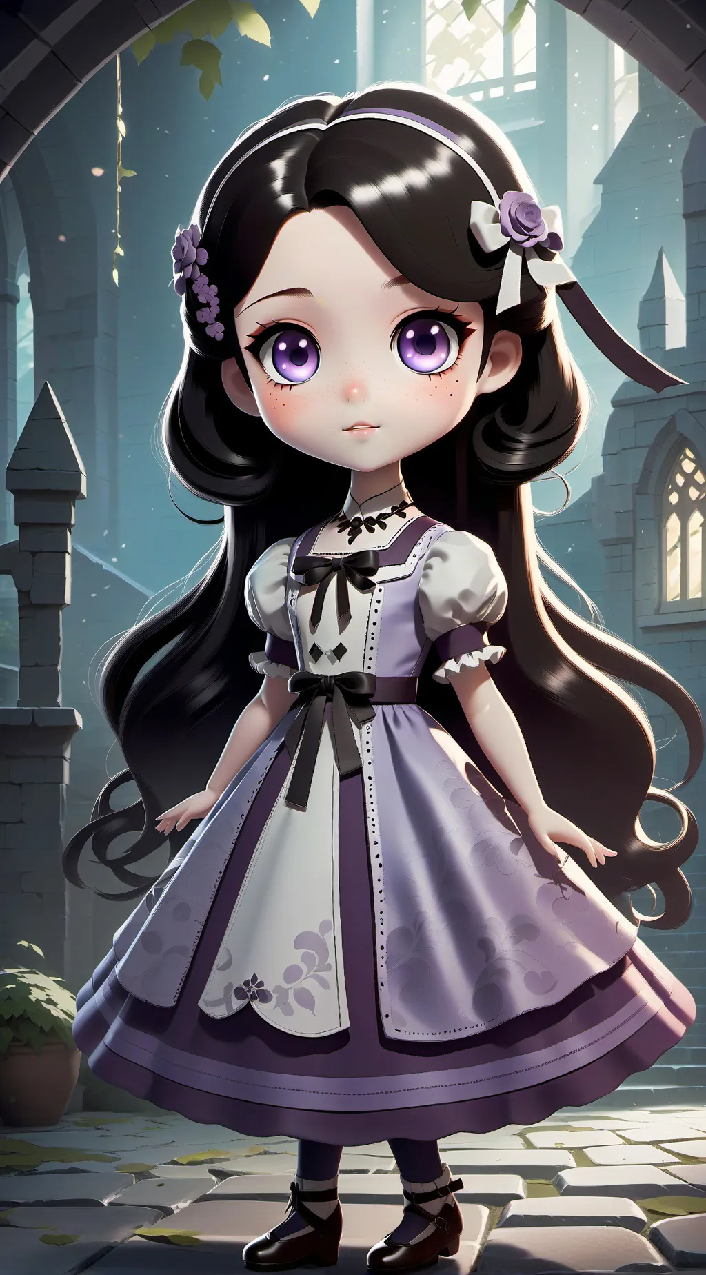 ai character: haunted girl background
