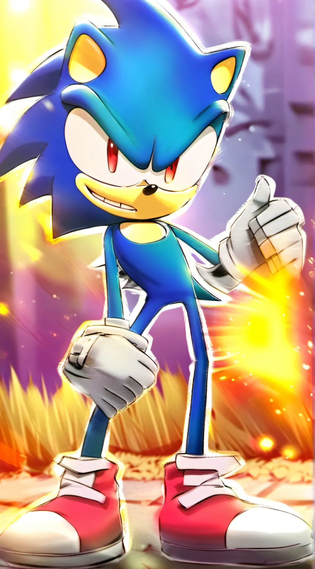 ai character: fleetway sonic  background