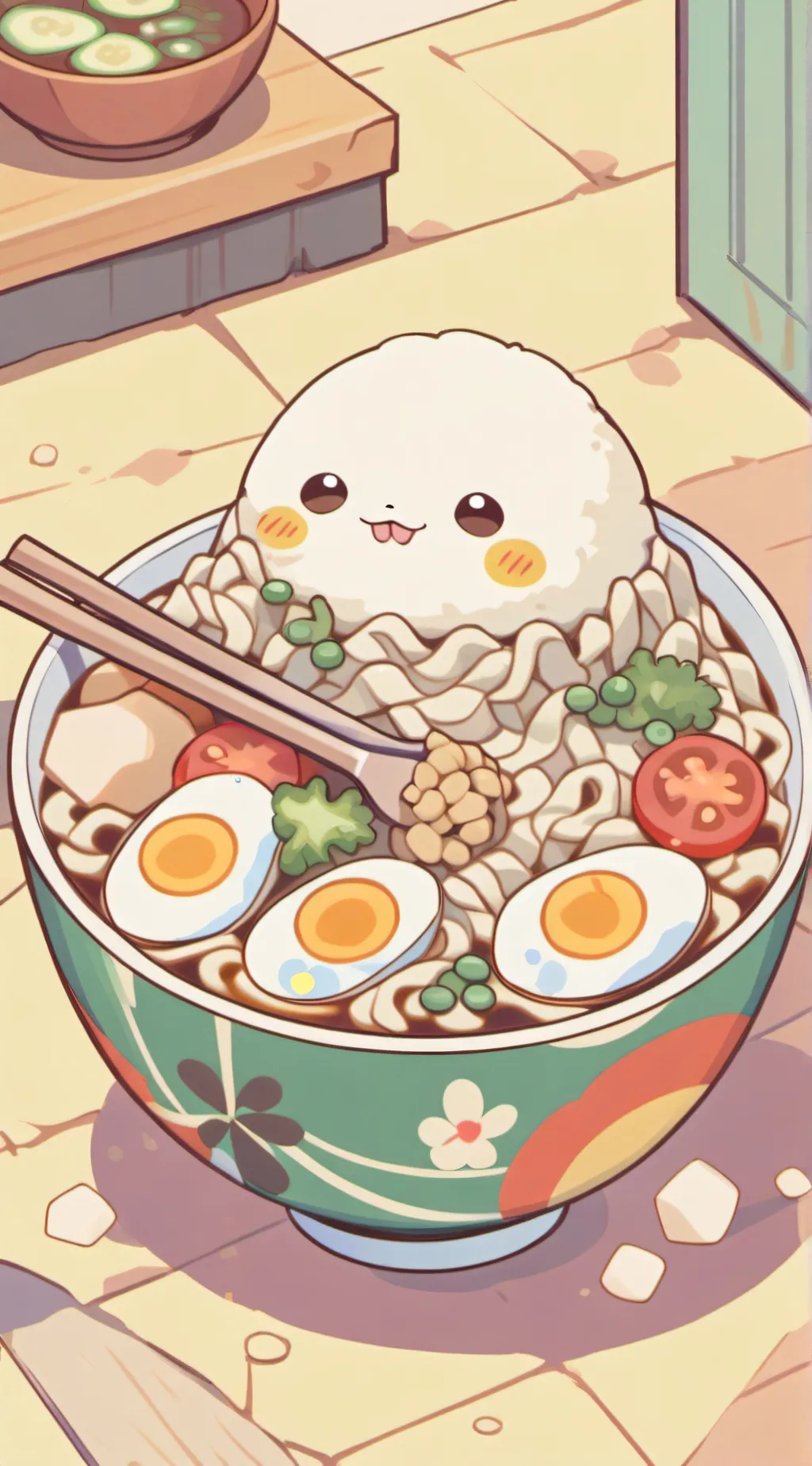 ai character: Cute ramen <3 :3 background