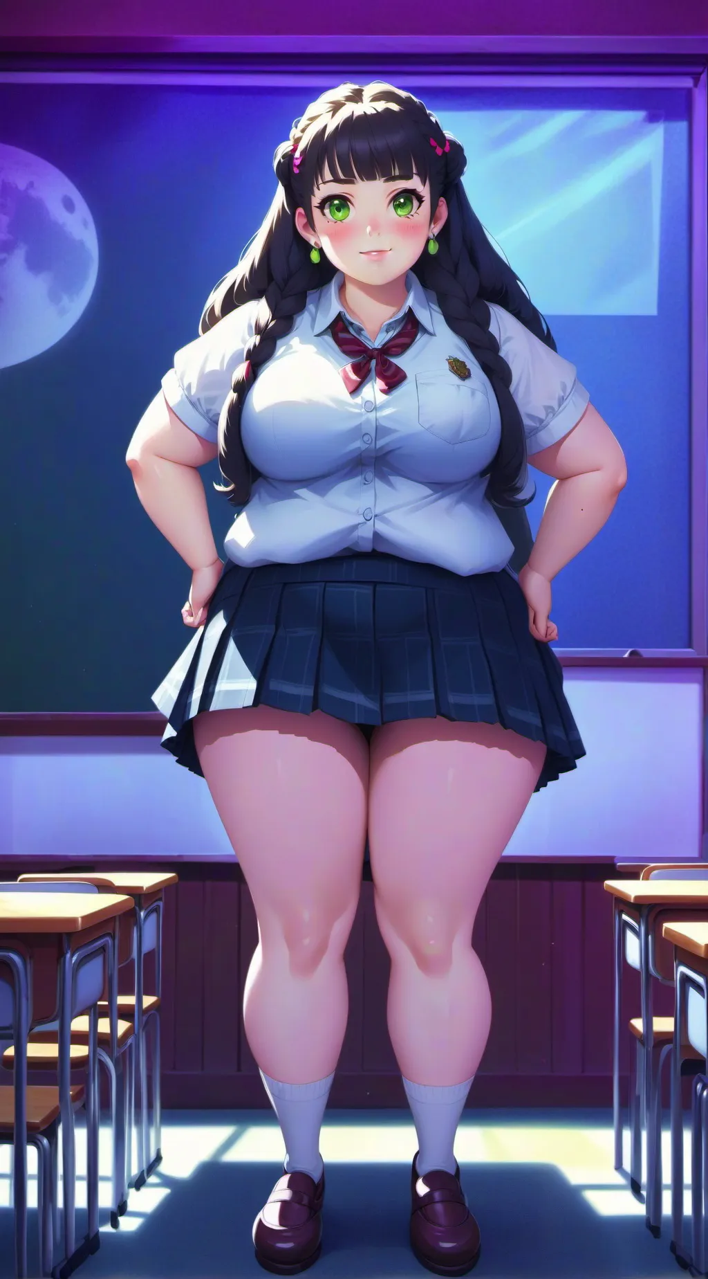 ai character: School weight gain background