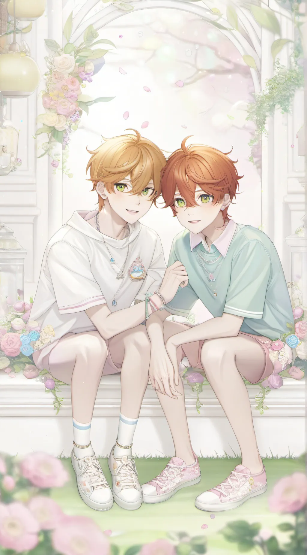 ai character: Fred and George  background