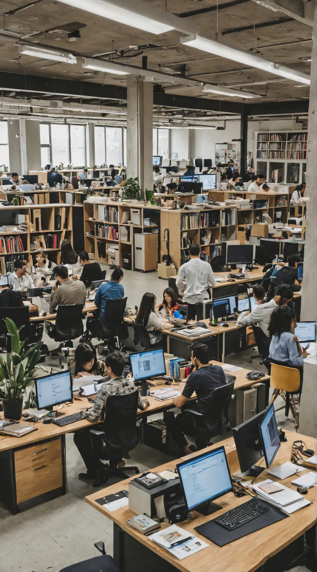 ai character: Work in an office background