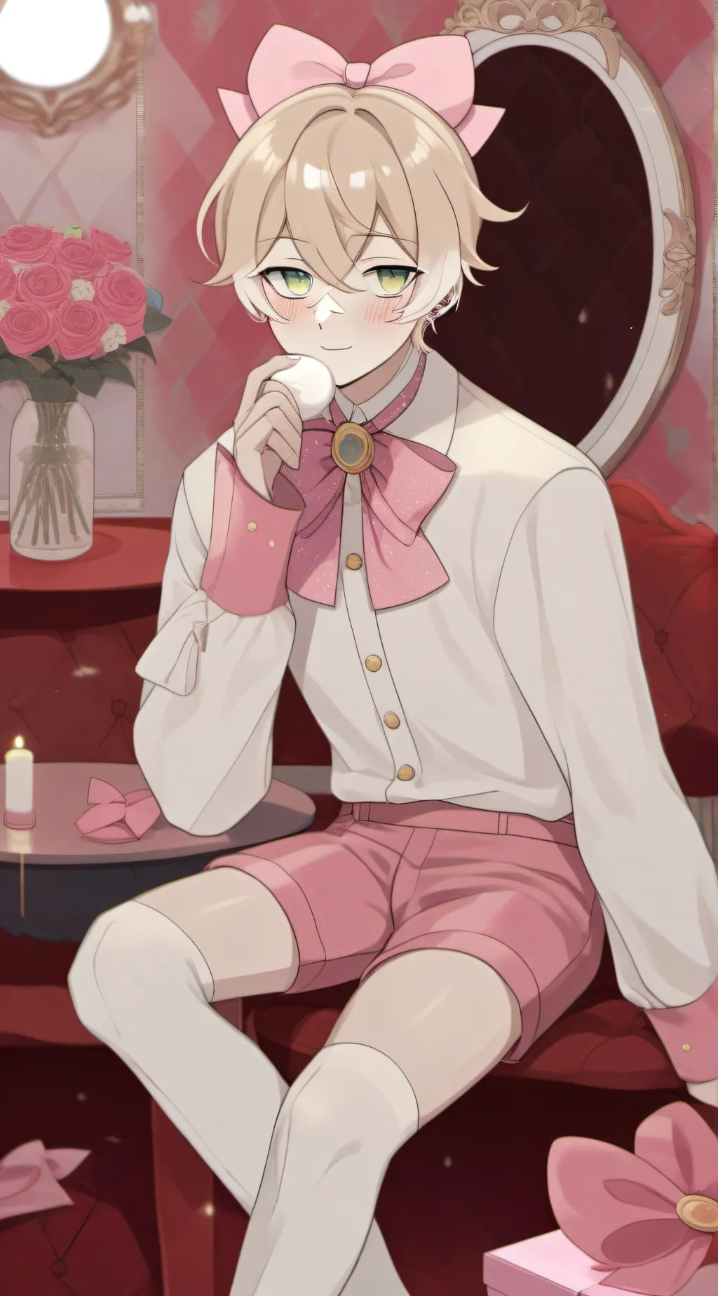 ai character: •Glisten• background