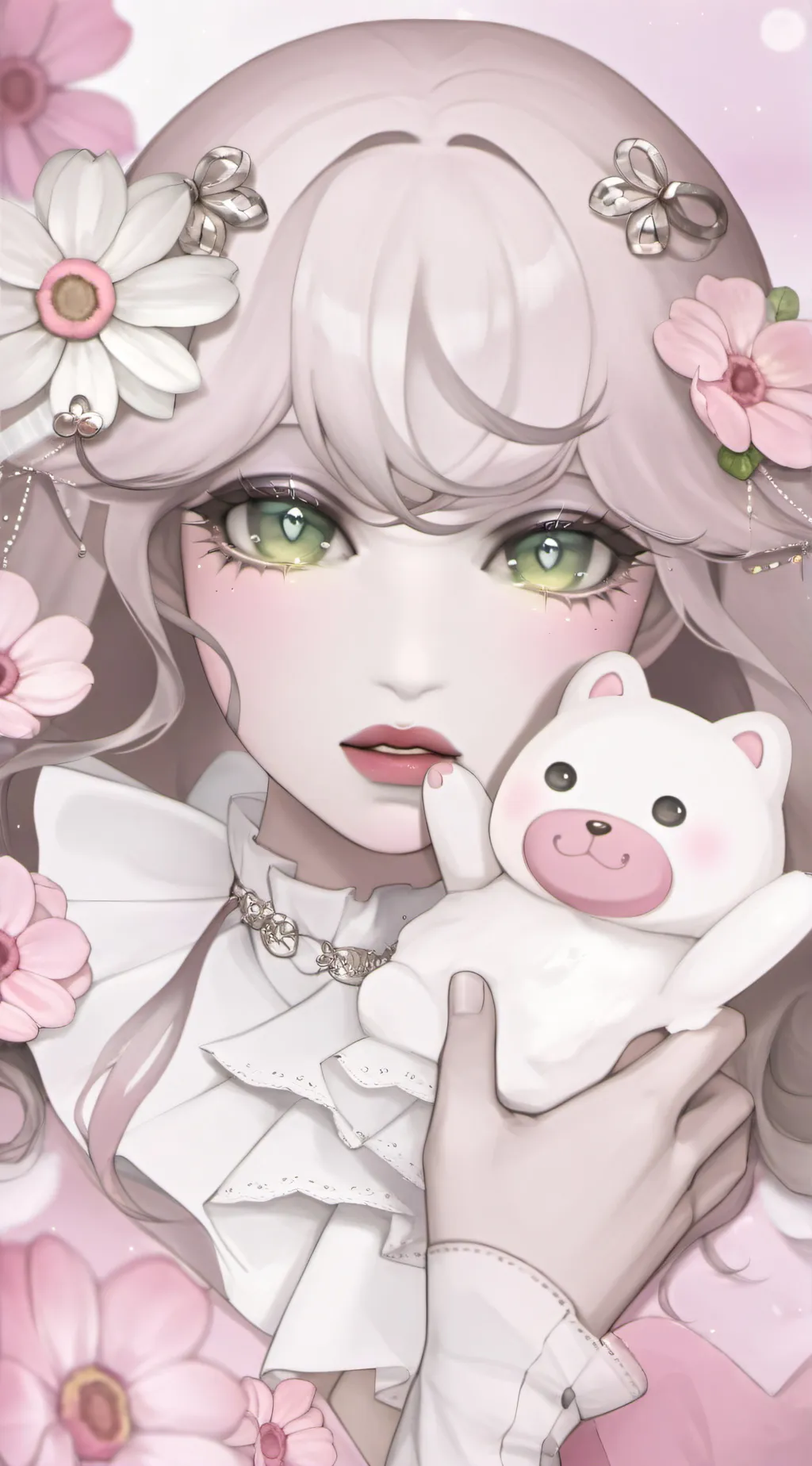 ai character: strawberry background