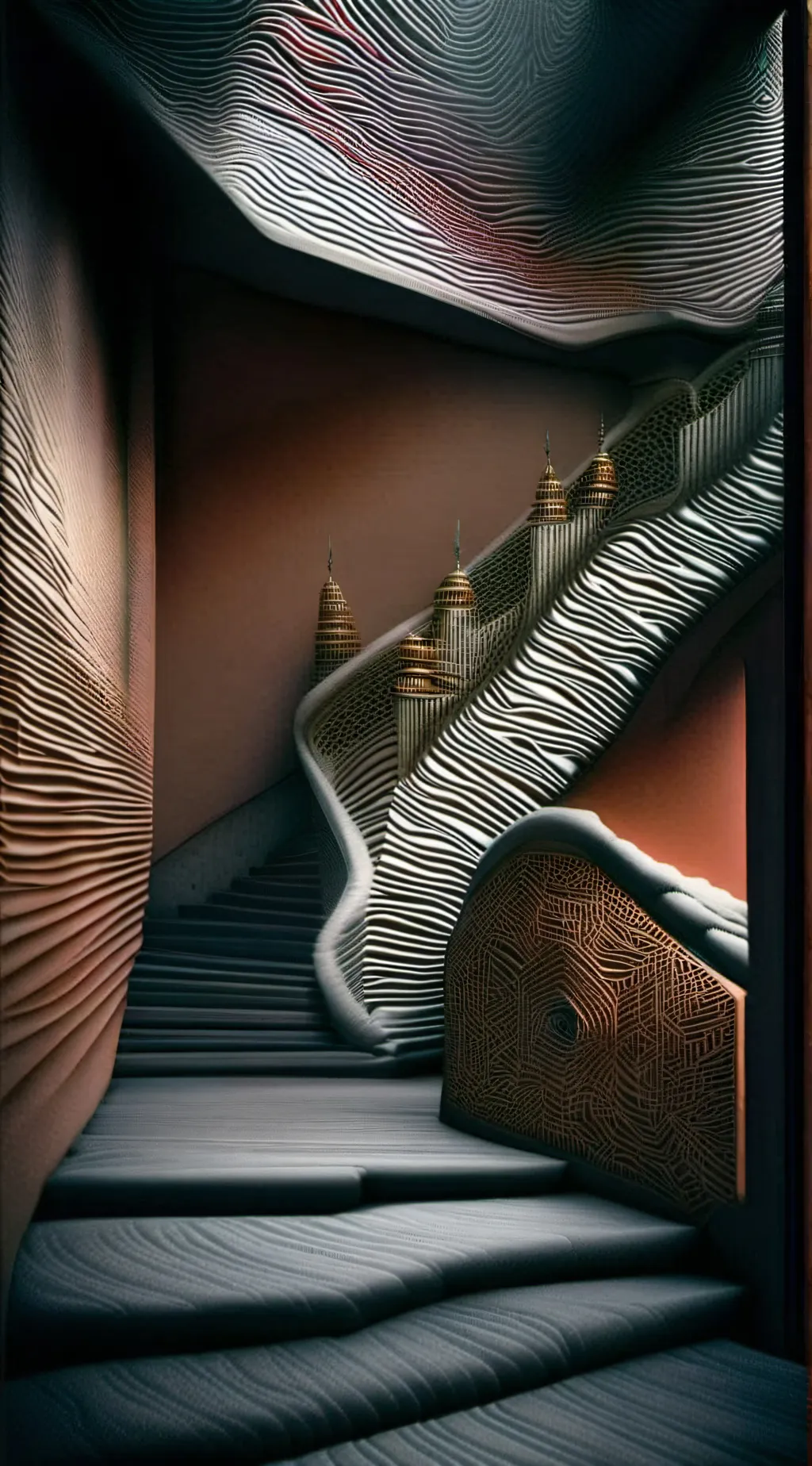 ai character: L'escalier  background