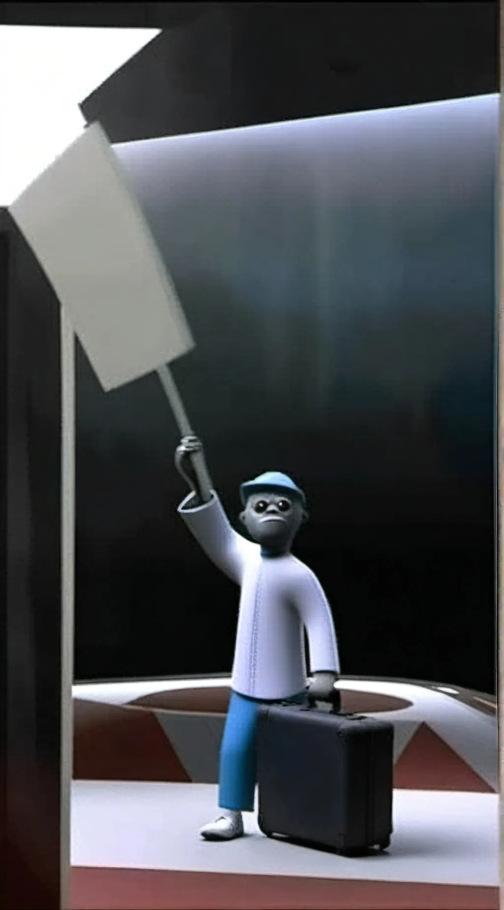 ai character: uncle samsonite  background