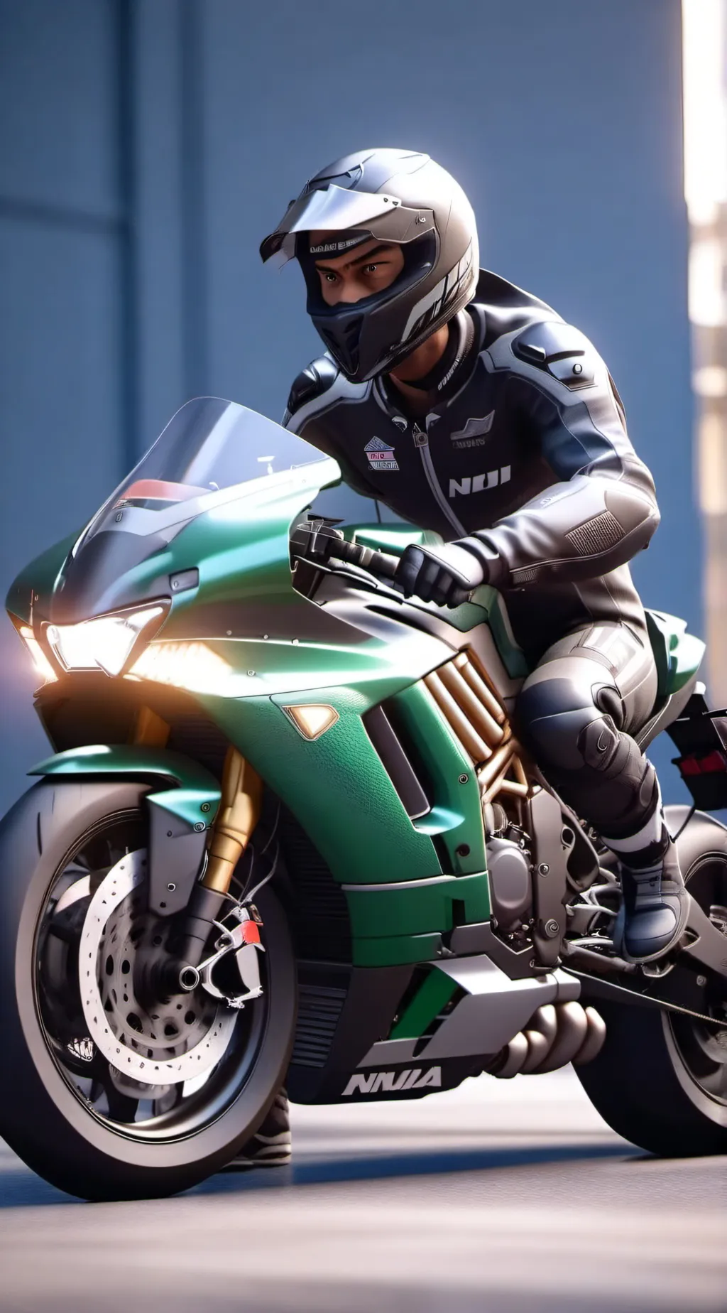 ai character: motorcycle background