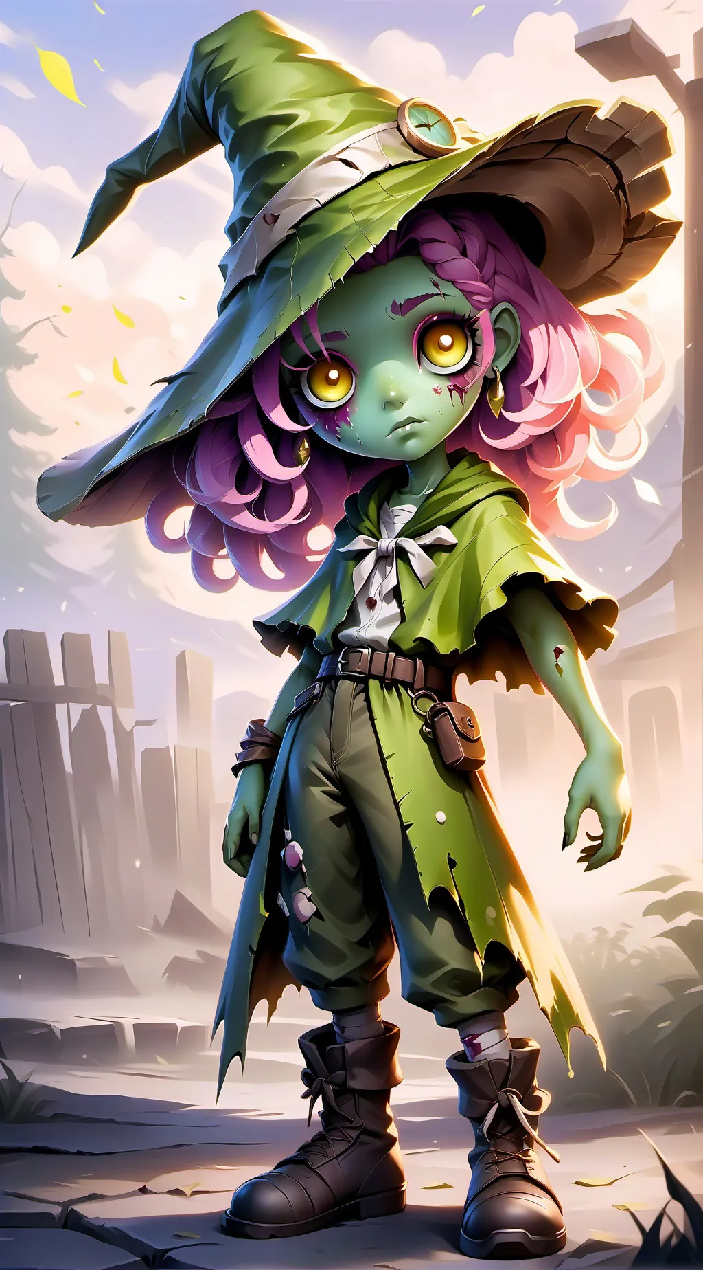 ai character: zombie outfit  background