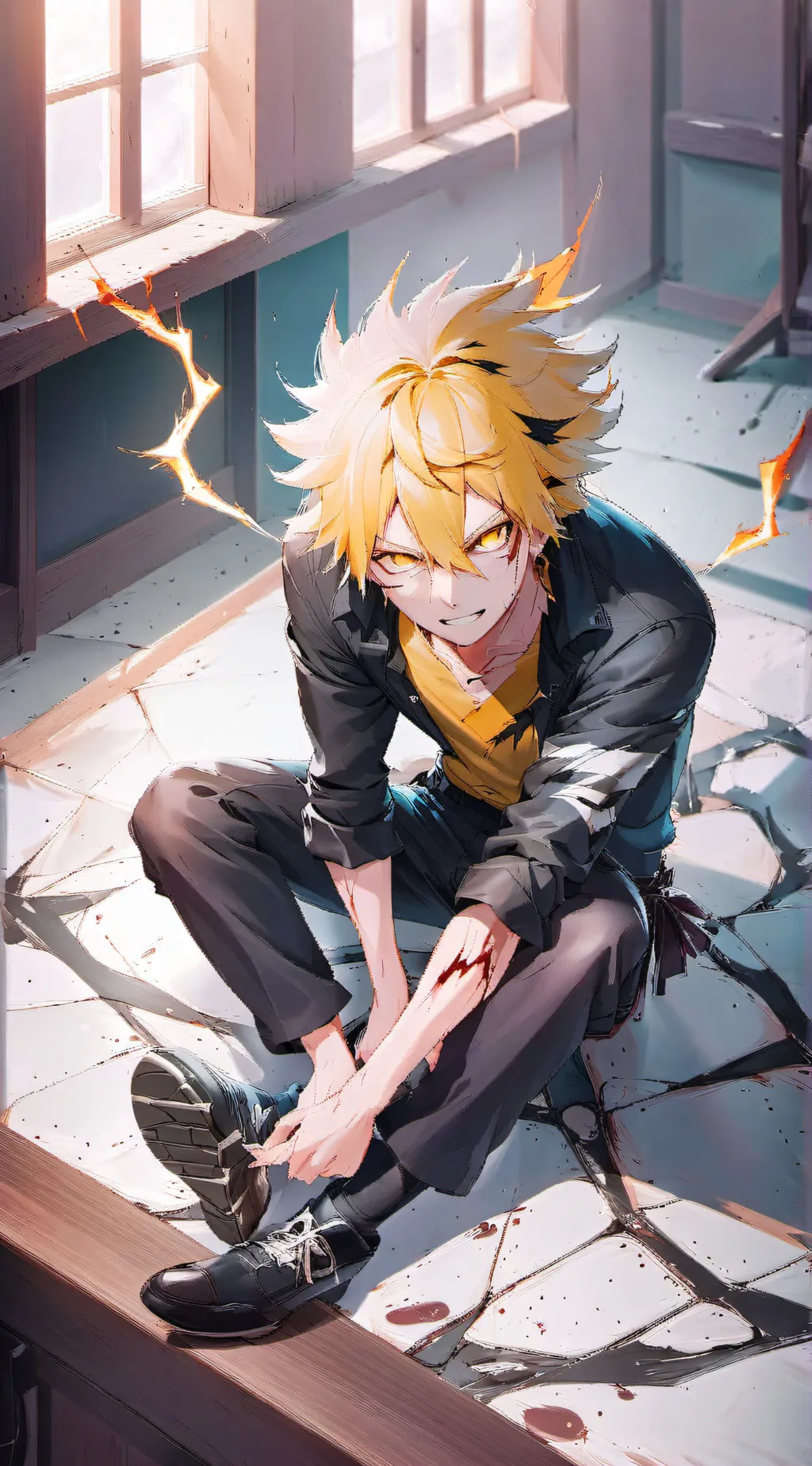 ai character: Denki Kaminari background