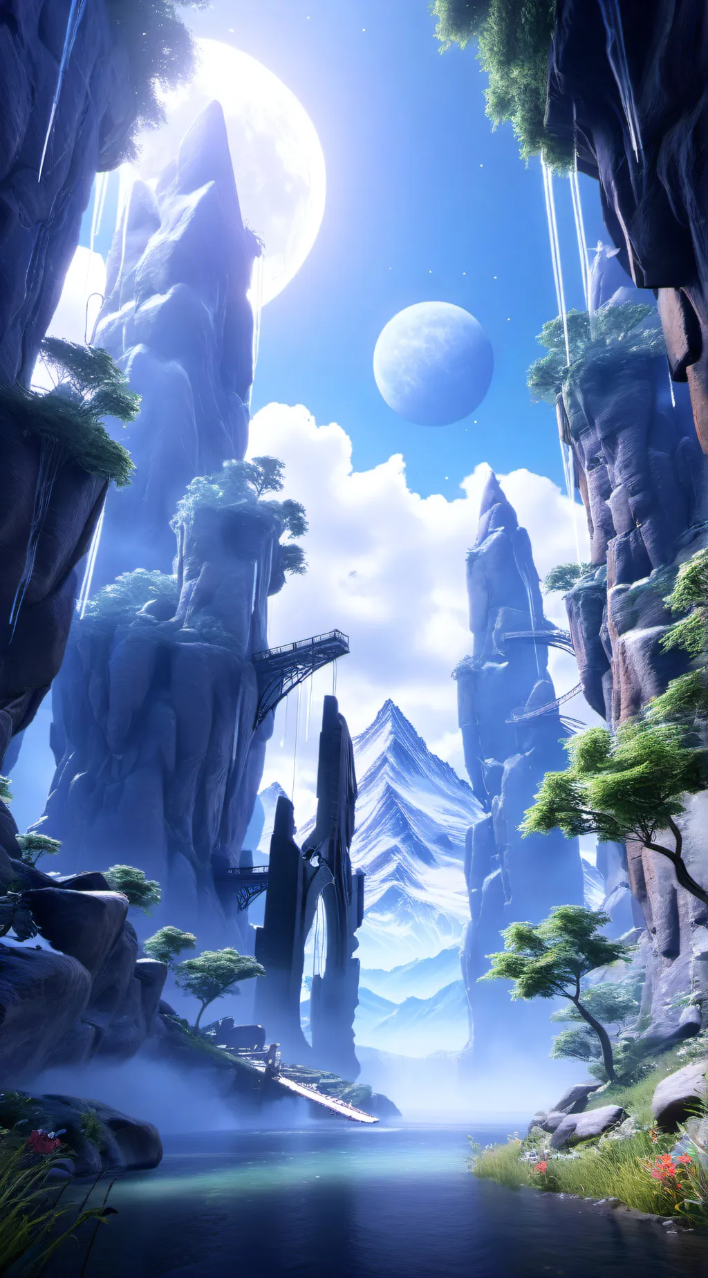 ai character: Enchanted mountain background