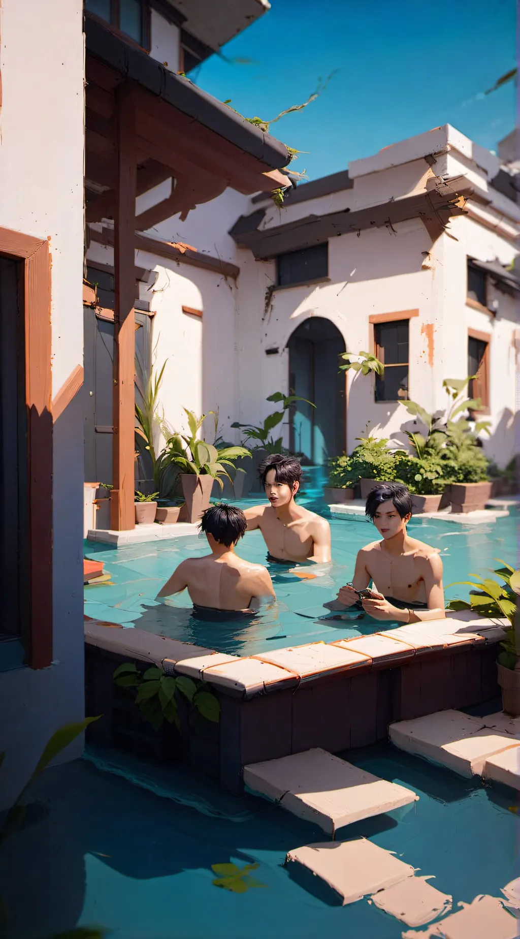 ai character: Boy Pool Party! background