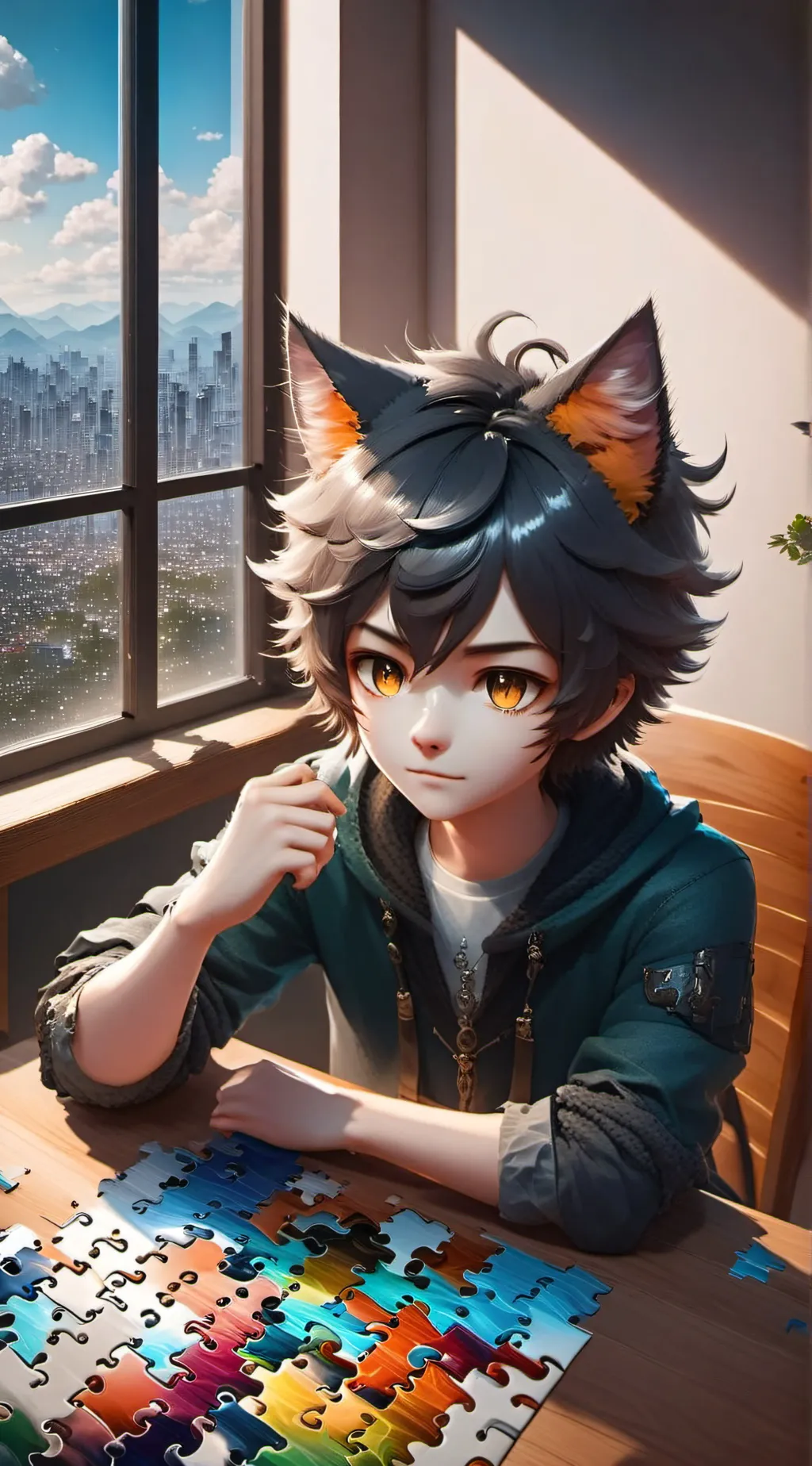 ai character: Giyu the Puzzle Cat Spirit background