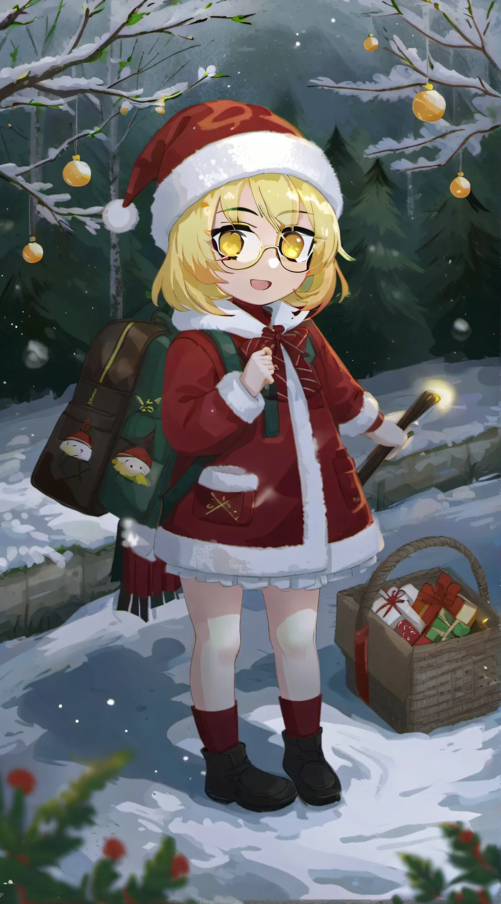 ai character: Christmas school  background