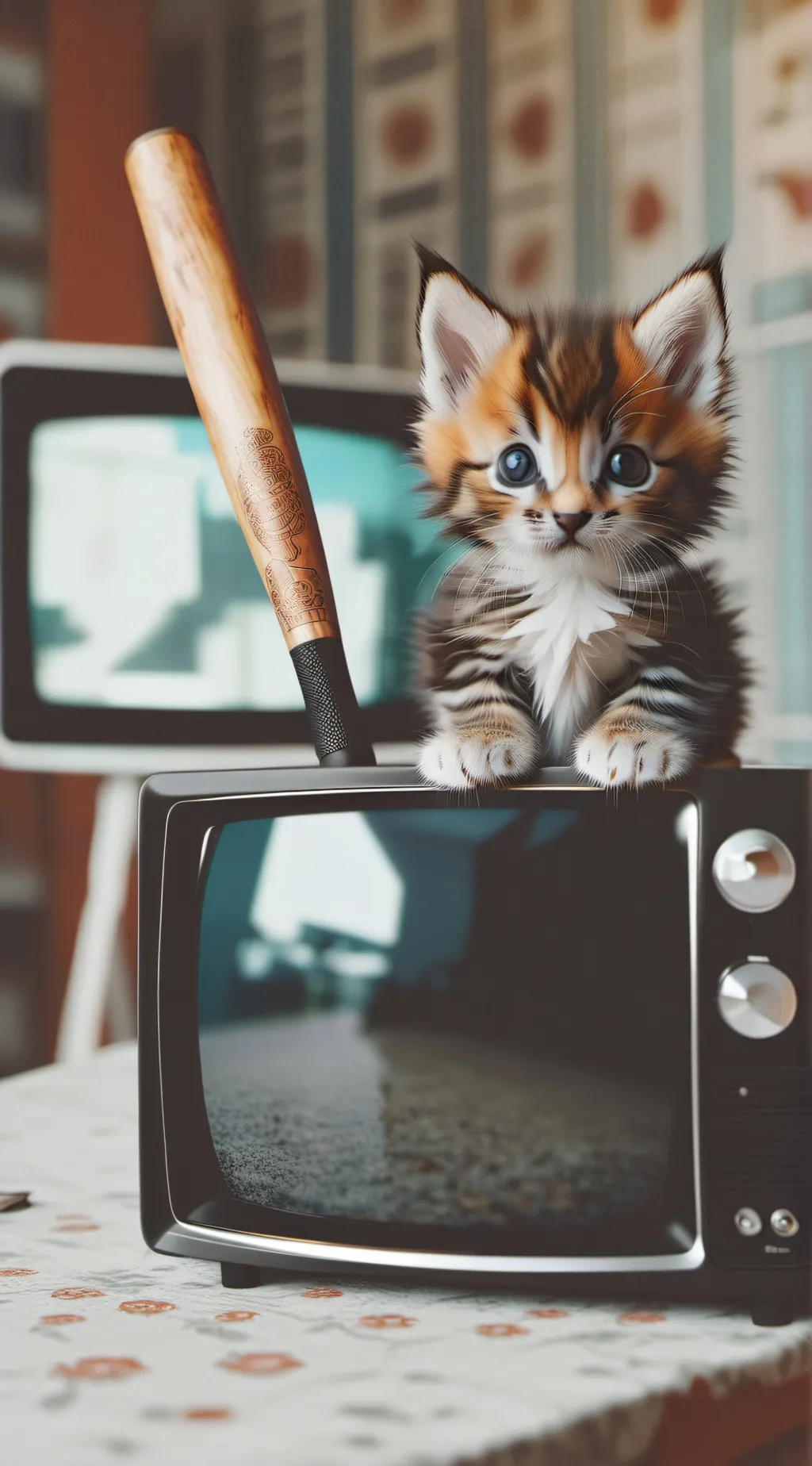 ai character: TV KITTEN VS UNCLE background