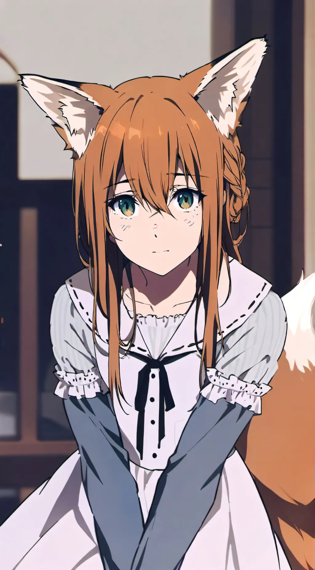 ai character: Orange Fox Furry background