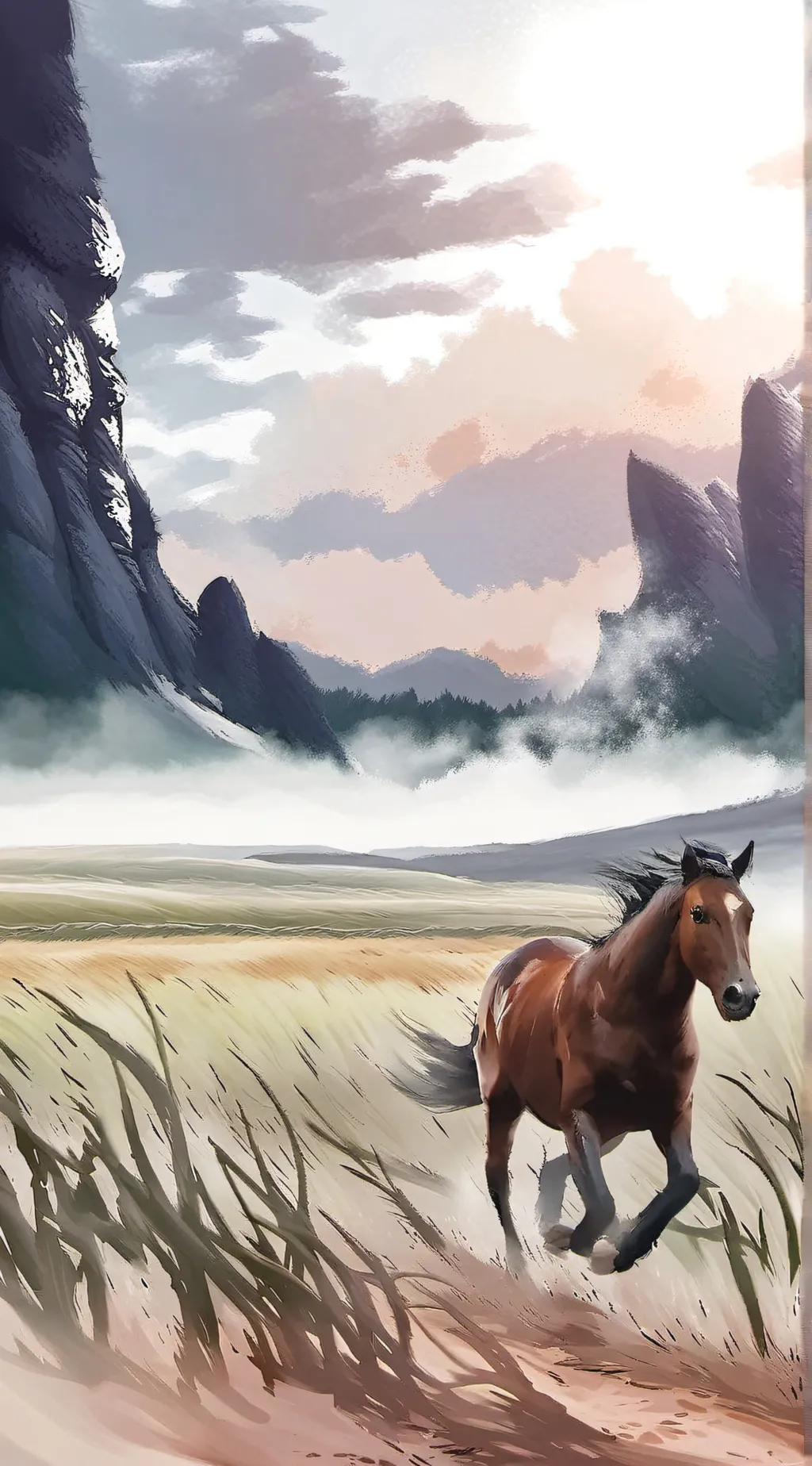 ai character: Running Free background