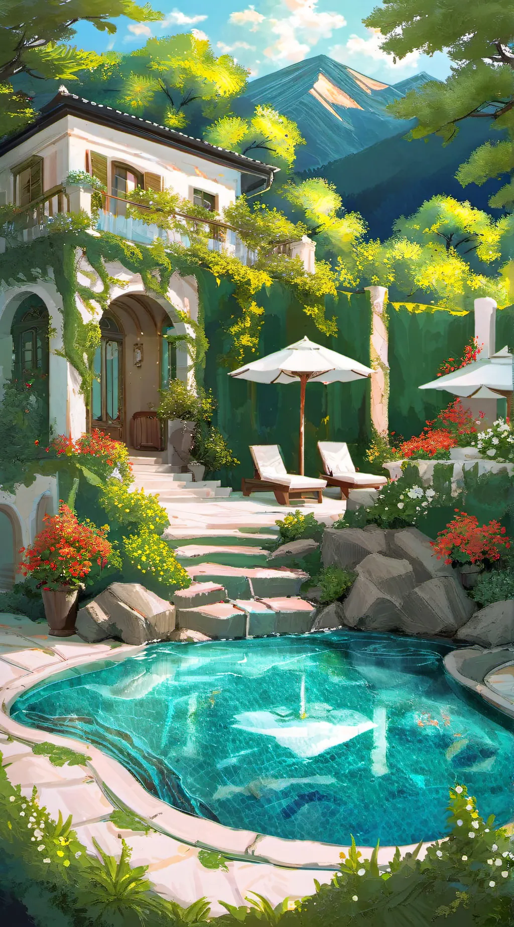 ai character: sprunki pool party background