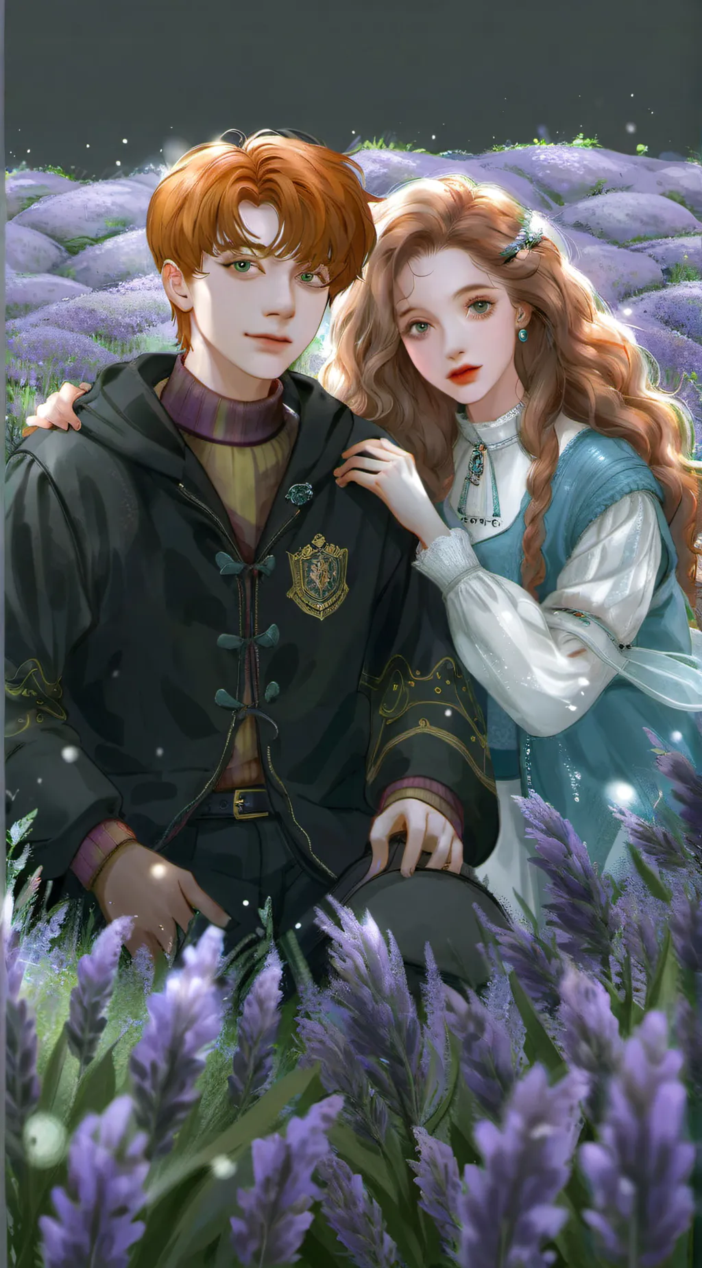ai character: Lavender and Ron  background