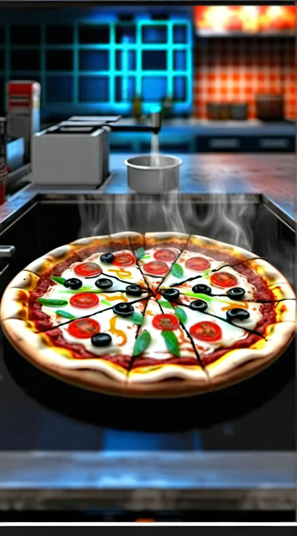 ai character: PIZZA  background