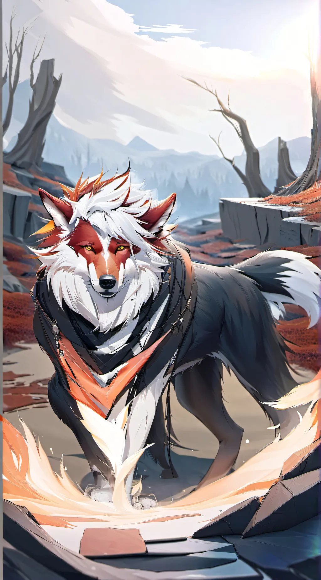 ai character: Volcano background